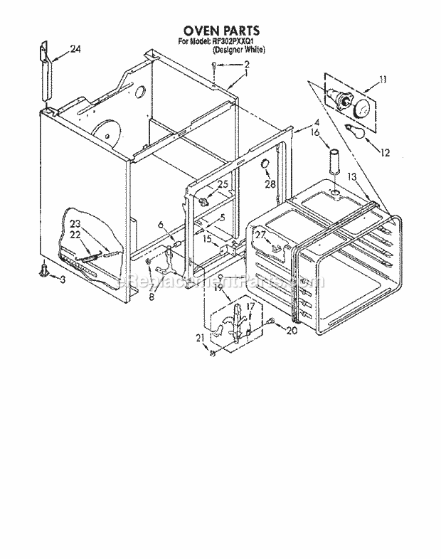 Whirlpool RF302PXXQ1 Electric Range Oven Diagram