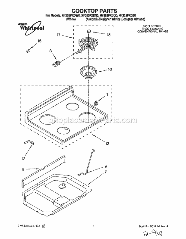 Whirlpool RF305PXDQ0 30