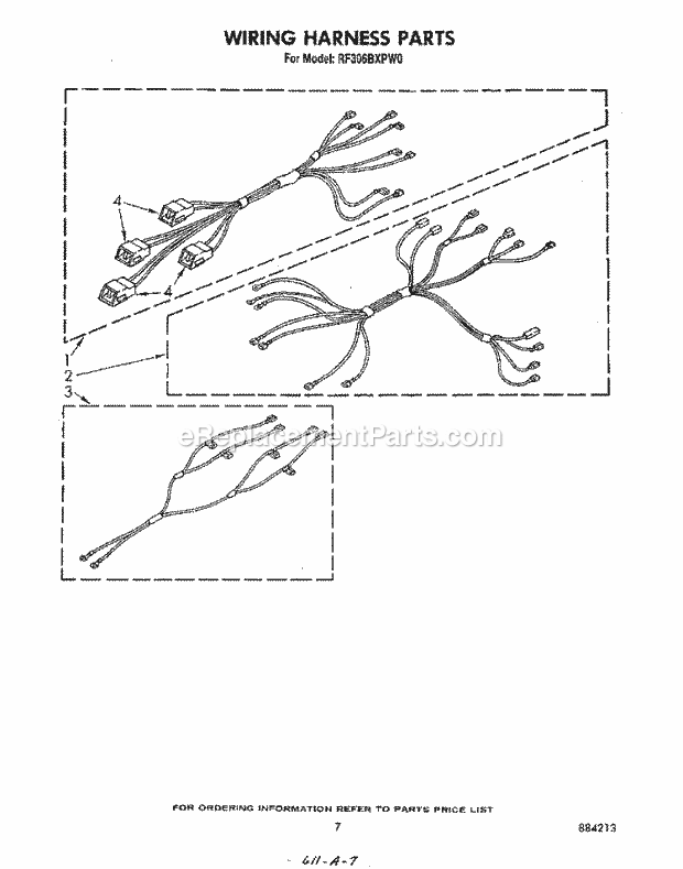 Whirlpool RF306BXPW0 Electric Range Wiring Harness Diagram