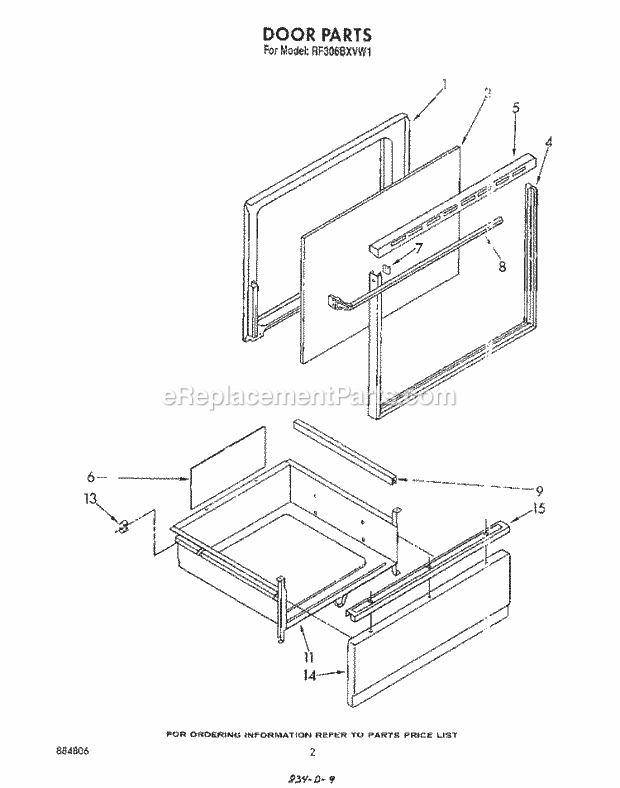 Whirlpool RF306BXVN1 Range Door Diagram