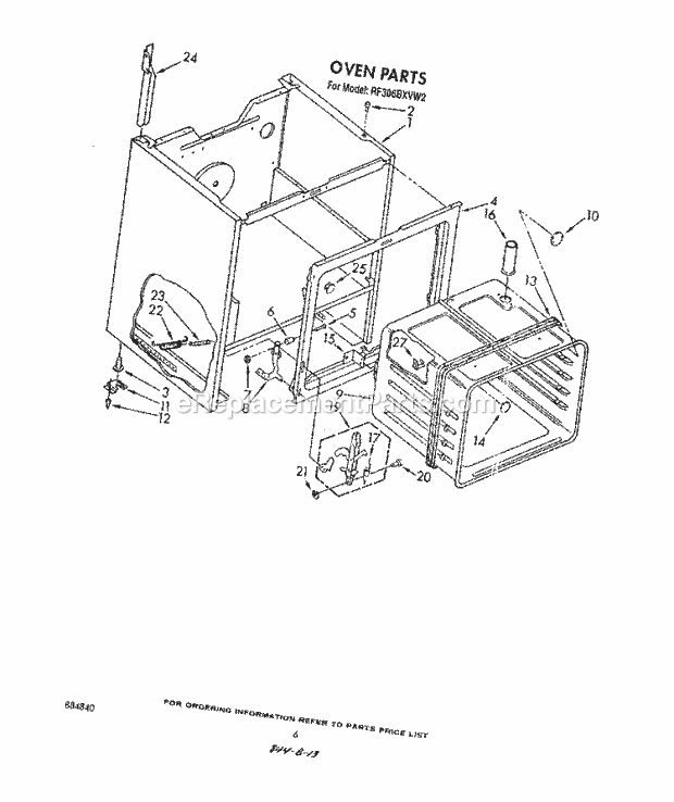 Whirlpool RF306BXVN2 Range Oven Diagram