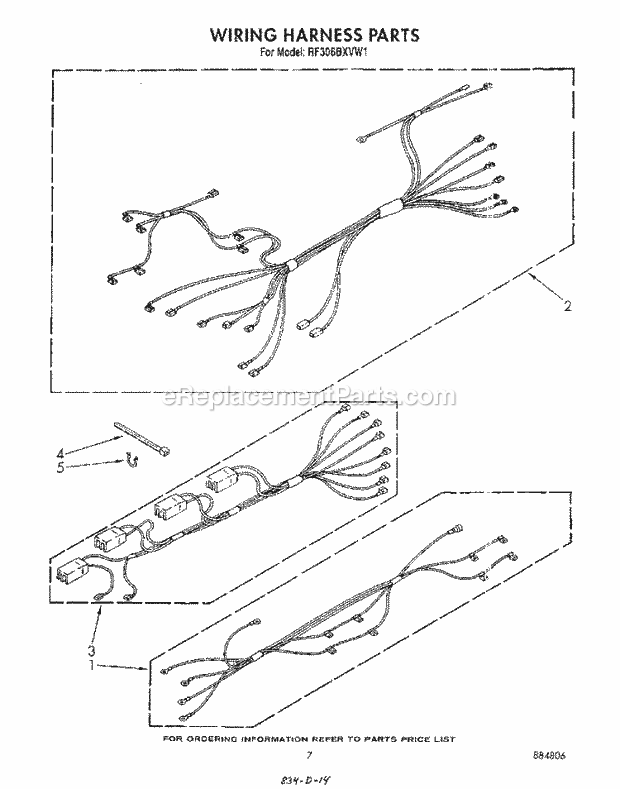 Whirlpool RF306BXVW1 Electric Range Wiring Harness Diagram