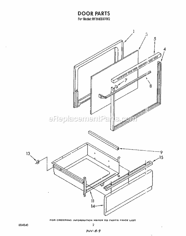 Whirlpool RF306BXVW2 Electric Range Door Diagram