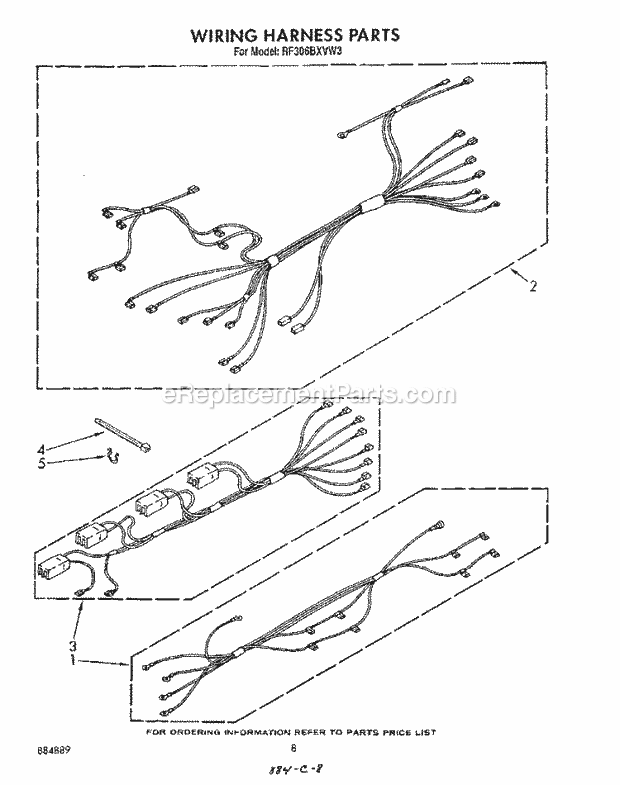 Whirlpool RF306BXVW3 Electric Range Wiring Harness Diagram