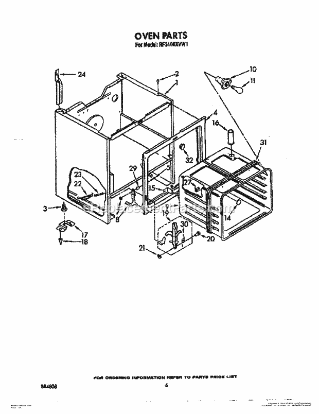 Whirlpool RF3100XVN1 Range Section Diagram