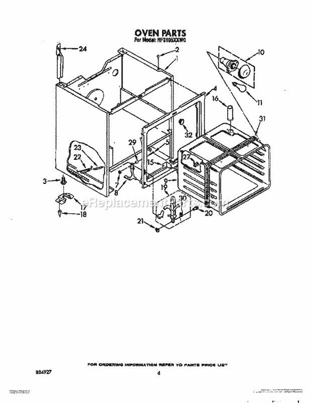 Whirlpool RF3105XXN0 Range Oven (Continued) Diagram
