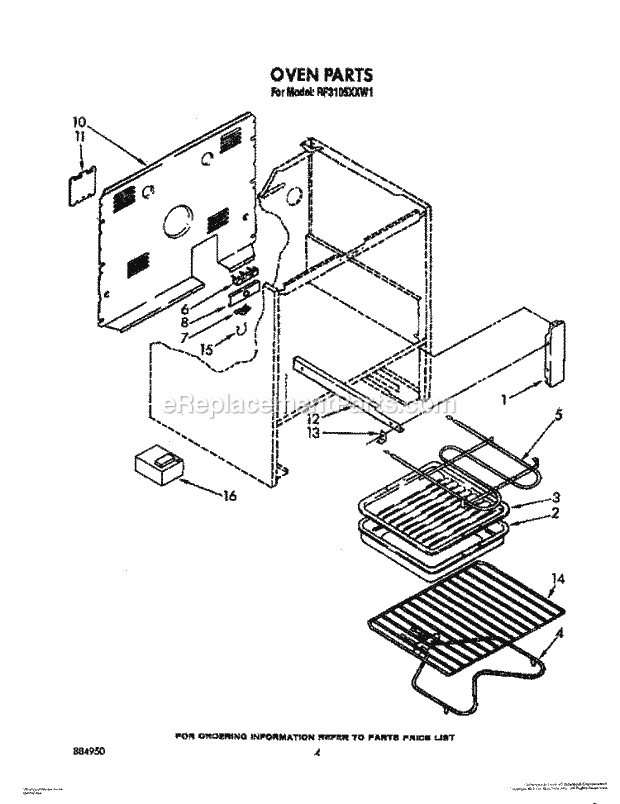 Whirlpool RF3105XXN1 Range Optional, Oven Diagram