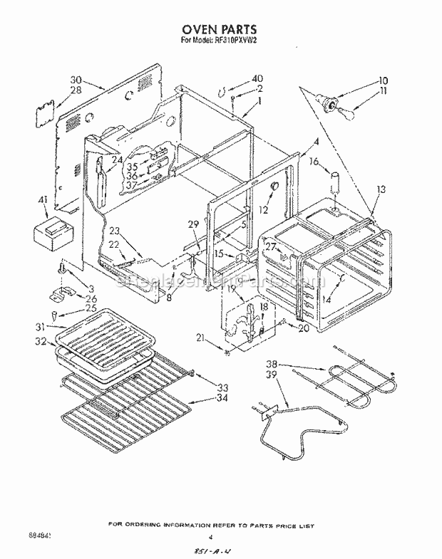 Whirlpool RF310PXVG2 Range Oven Diagram