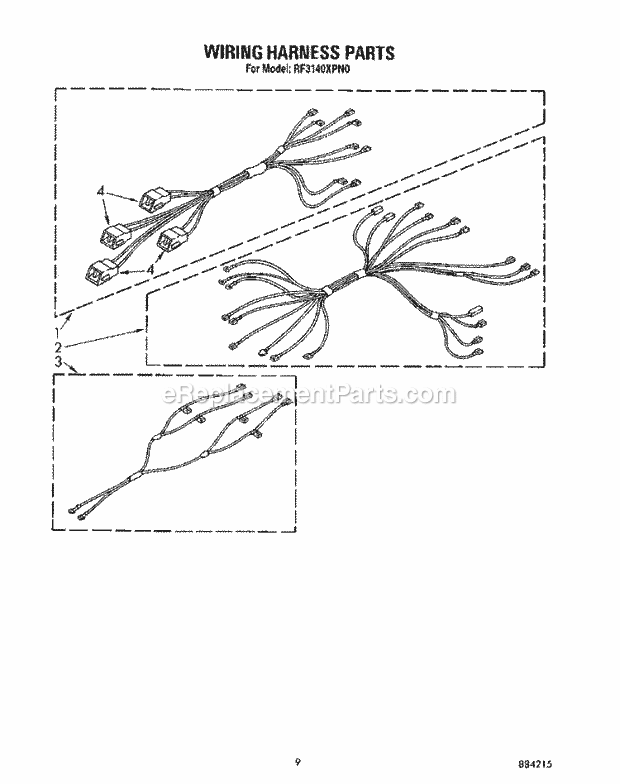 Whirlpool RF3140XPN0 Freestanding Electric Range Wiring Harness Diagram