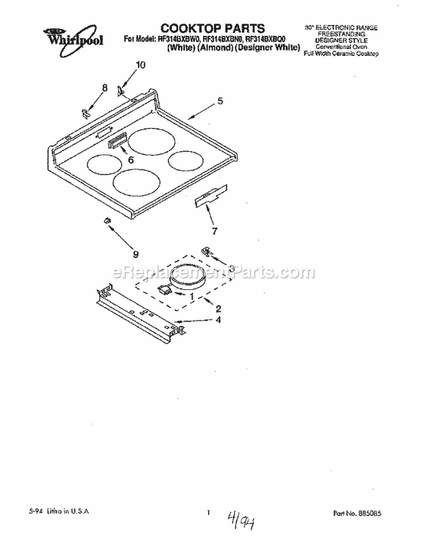 Whirlpool RF314BXBN0 30