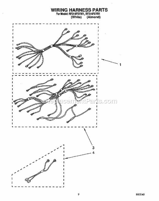 Whirlpool RF314PXYW1 Electric Range Wiring Harness, Optional Diagram