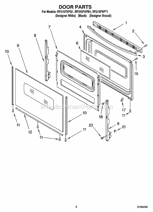 Whirlpool RF315PXPQ1 Freestanding Electric Door Parts, Optional Parts Diagram