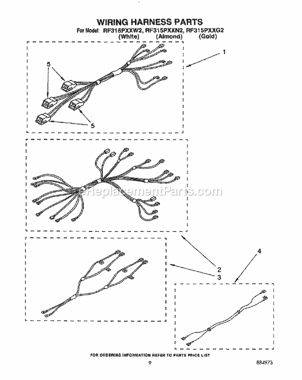 Whirlpool RF315PXXW2 Freestanding Electric Range Wiring Harness Diagram