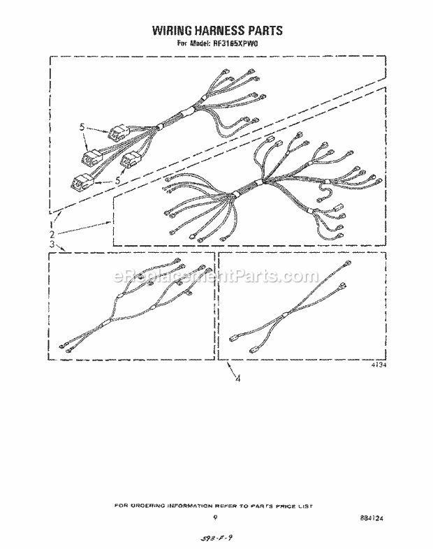 Whirlpool RF3165XPW0 Electric Range Wiring Harness Diagram