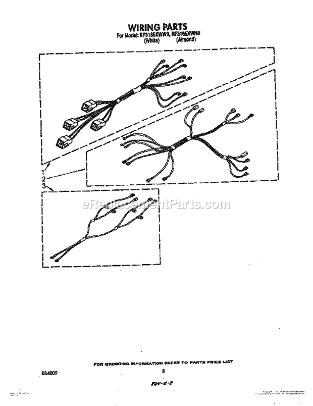 Whirlpool RF3165XWN0 Electric Range Wiring Diagram