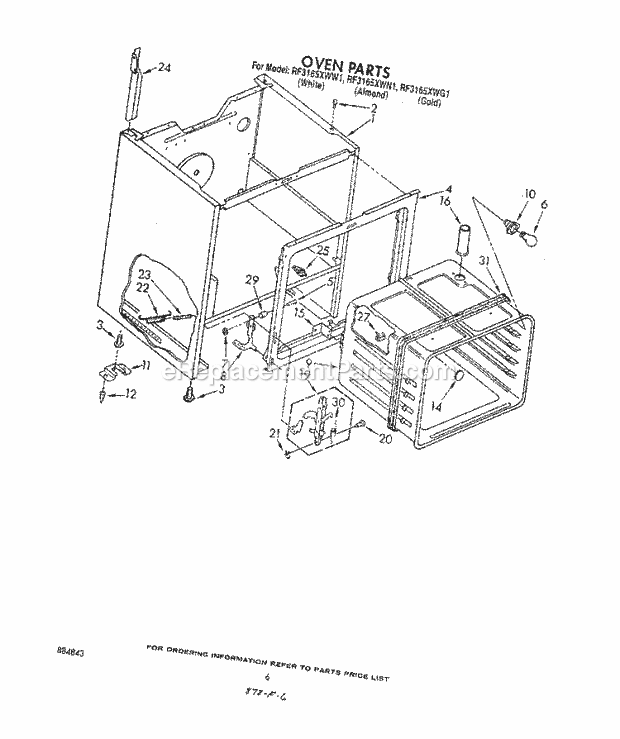 Whirlpool RF3165XWN1 Electric Range Oven Diagram