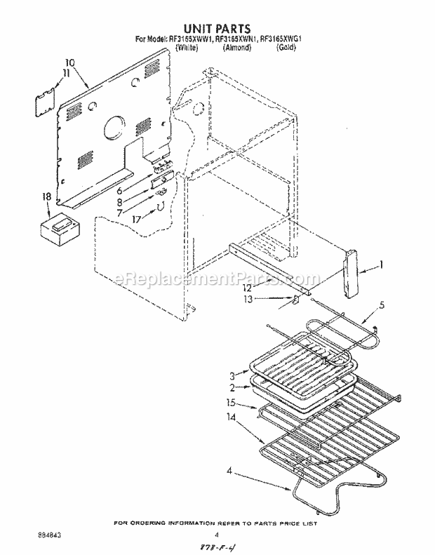 Whirlpool RF3165XWN1 Electric Range Unit , Literature and Optional Diagram