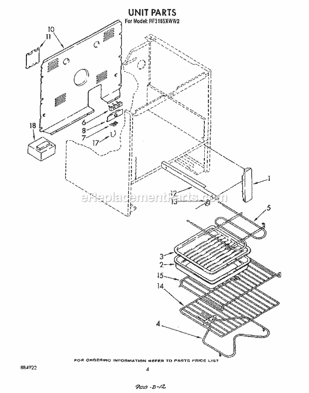 Whirlpool RF3165XWN2 Range Unit , Lit/Optional Diagram