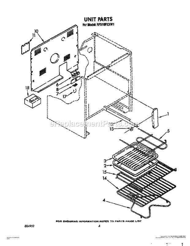 Whirlpool RF316PXXW1 Electric Range Unit, Optional Diagram