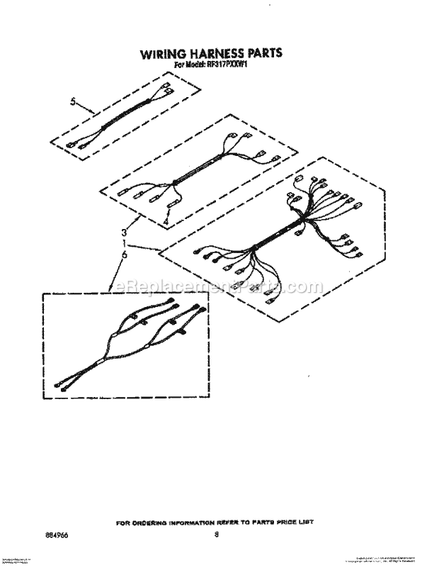 Whirlpool RF317PXXW1 Electric Range Wiring Harness Diagram