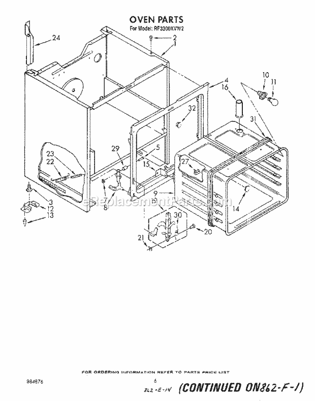 Whirlpool RF3300XVN2 Range Section Diagram