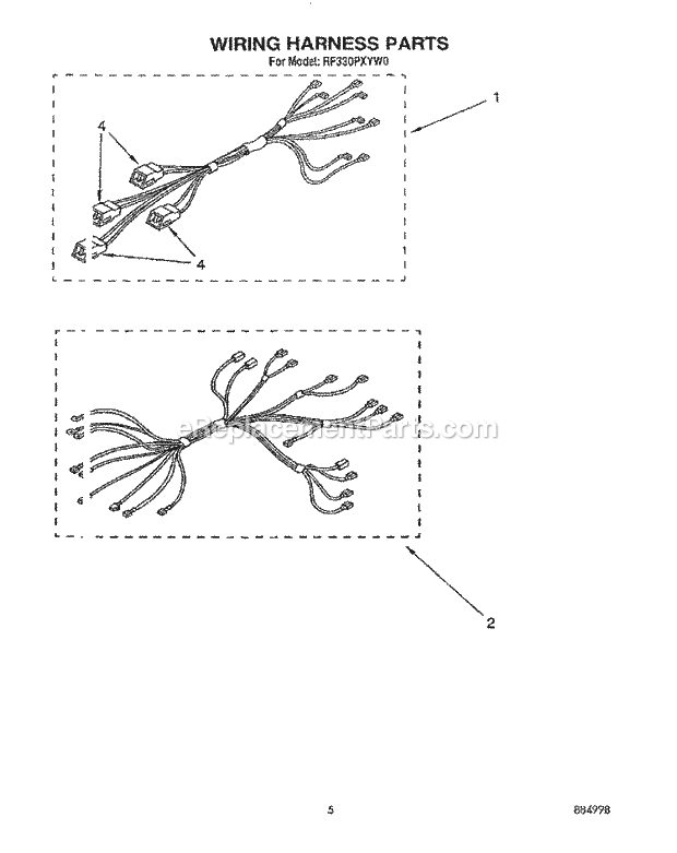 Whirlpool RF330PXYN0 Range Wiring Harness Diagram