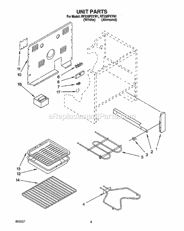 Whirlpool RF330PXYN1 Range Unit, Optional Diagram