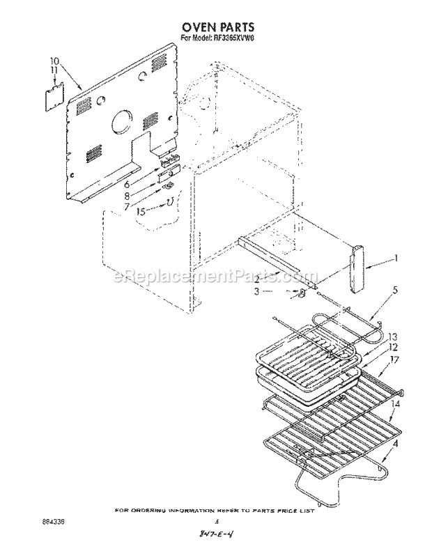 Whirlpool RF3365XVW0 Freestanding Electric Range Oven , Lit/Optional Diagram
