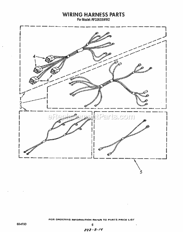 Whirlpool RF3365XWW2 Freestanding Electric Range Wiring Harness Diagram