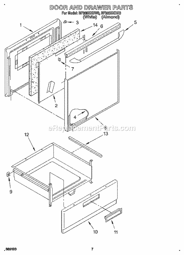 Whirlpool RF360BXDW0 30