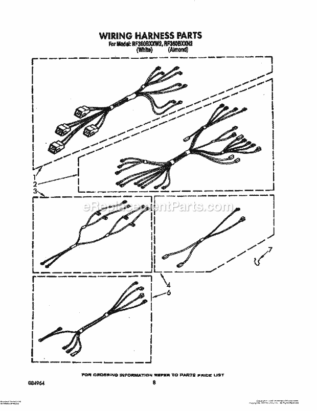 Whirlpool RF360BXXW2 Freestanding Electric Range Wiring Harness Diagram