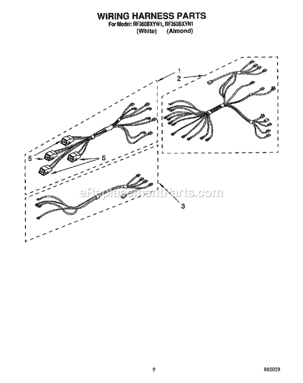 Whirlpool RF360BXYW1 Freestanding Electric Range Wiring Harness Diagram