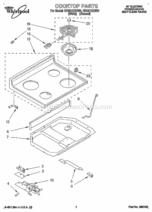 Whirlpool RF361BXDN0 30