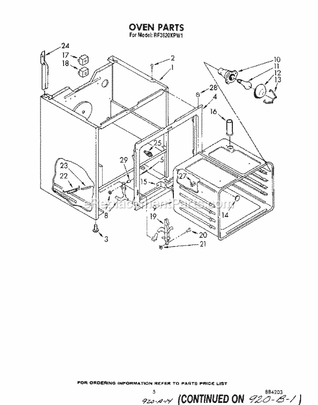 Whirlpool RF3620XPW1 Freestanding Electric Range Oven Diagram