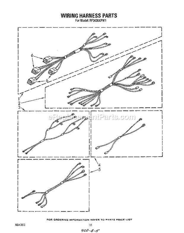 Whirlpool RF3620XPW1 Freestanding Electric Range Wiring Harness Diagram