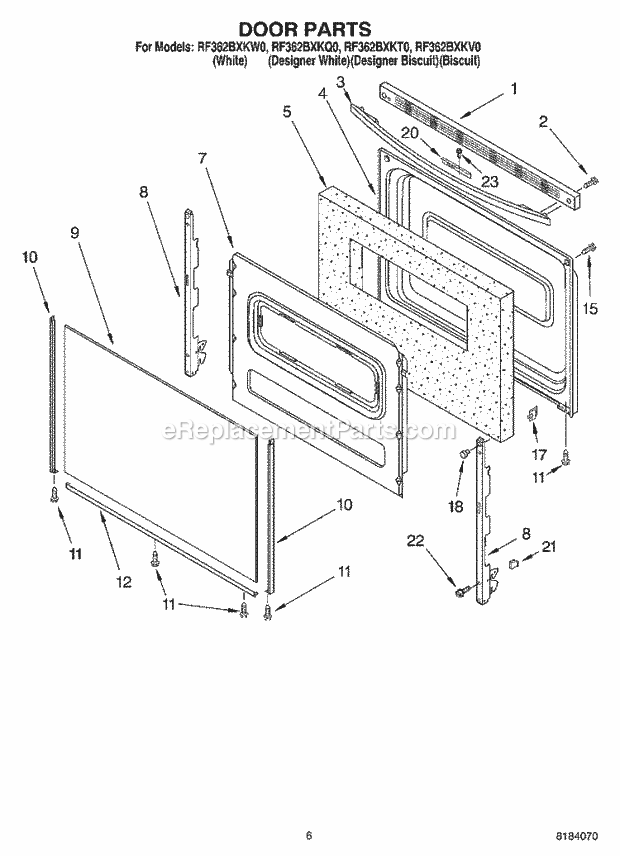 Whirlpool RF362BXKT0 Freestanding Electric Door, Optional Diagram