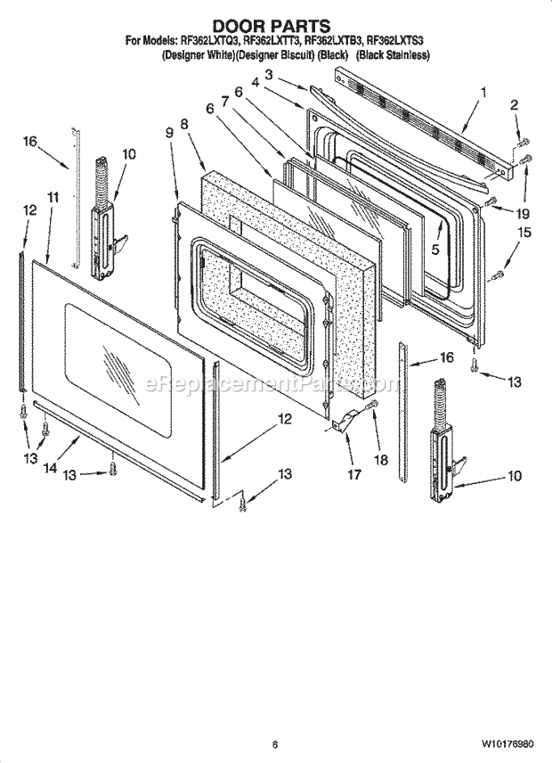 Whirlpool RF362LXTS3 Freestanding Electric Door Parts, Optional Parts (Not Included) Diagram