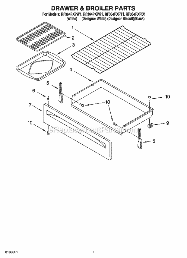 Whirlpool RF364PXPT1 Freestanding Electric Drawer & Broiler Parts, Optional Parts Diagram