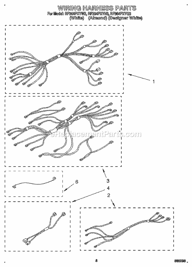 Whirlpool RF364PXYN3 Freestanding Electric Range Wiring Harness, Optional Diagram