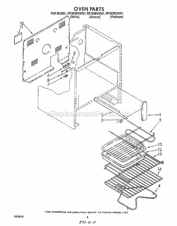 Whirlpool RF365BXWM1 Electric Range Oven (Continued) Diagram