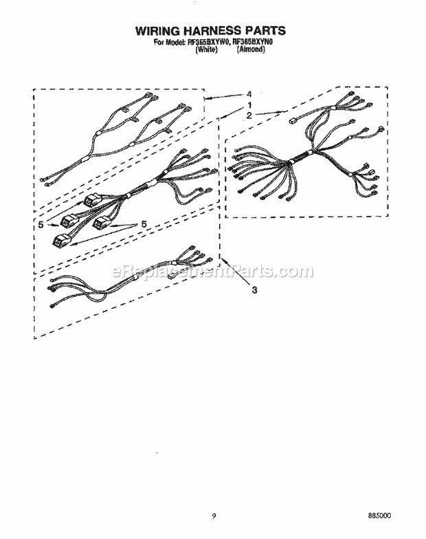 Whirlpool RF365BXYW0 Freestanding Electric Range Wiring Harness Diagram