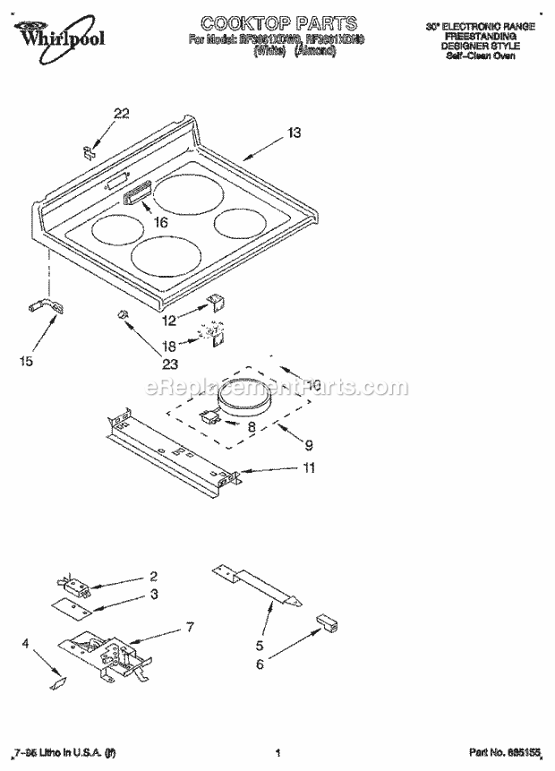 Whirlpool RF3661XDW0 30