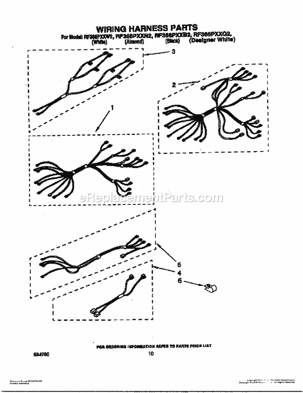 Whirlpool RF366PXXN2 Freestanding Electric Range Wiring Harness Diagram