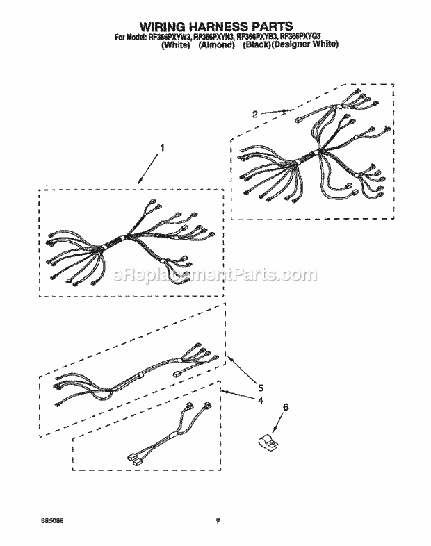 Whirlpool RF366PXYB3 Range Wiring Harness, Lit/Optional Diagram