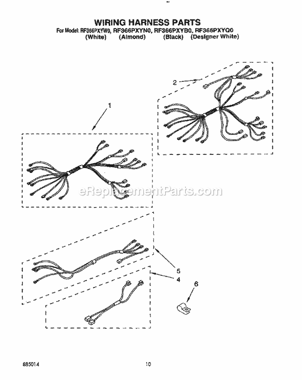 Whirlpool RF366PXYN0 Range Wiring Harness Diagram