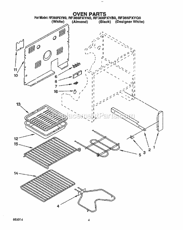 Whirlpool RF366PXYQ0 Range Oven, Optional Diagram