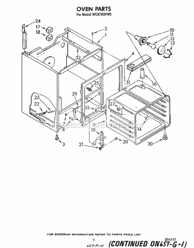 Whirlpool RF367BXPW0 Freestanding Electric Range Oven Diagram