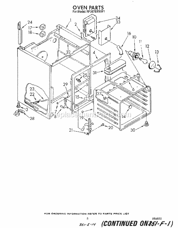Whirlpool RF367BXWN1 Range Oven Diagram