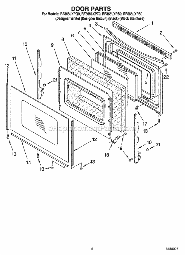 Whirlpool RF368LXPS0 Freestanding Electric Door Parts, Optional Parts Diagram