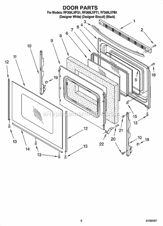 Whirlpool RF369LXPB1 Freestanding Electric Door Parts, Optional Parts Diagram